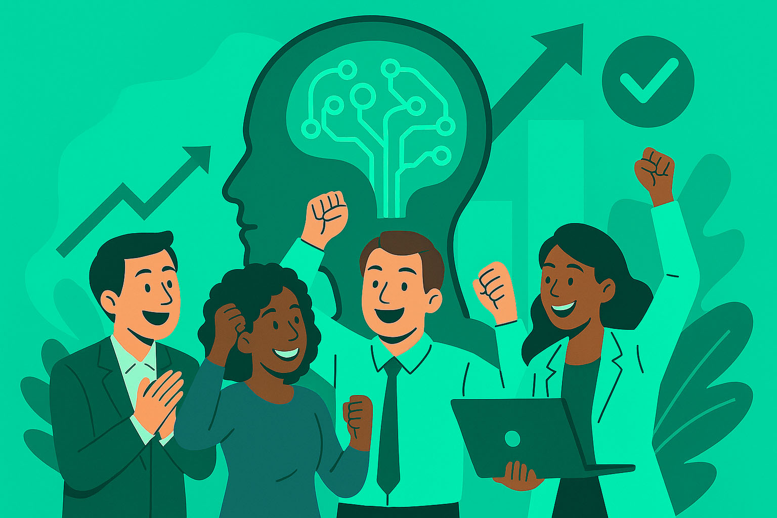 Équipe motivée et performante avec l'IA